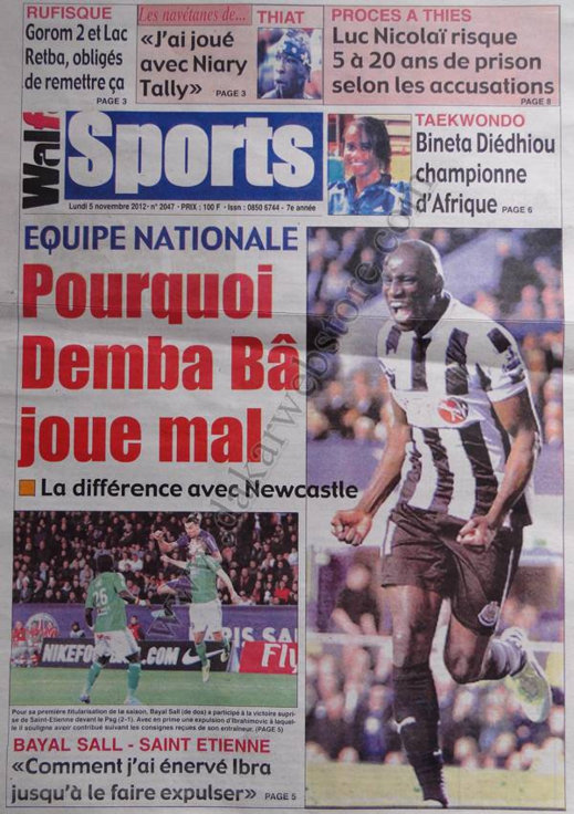 A la Une du Journal Walf Sports du 05 Novembre