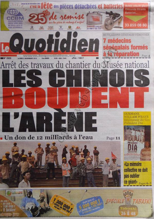 A la Une du Journal Le Quotidien du 05 Novembre