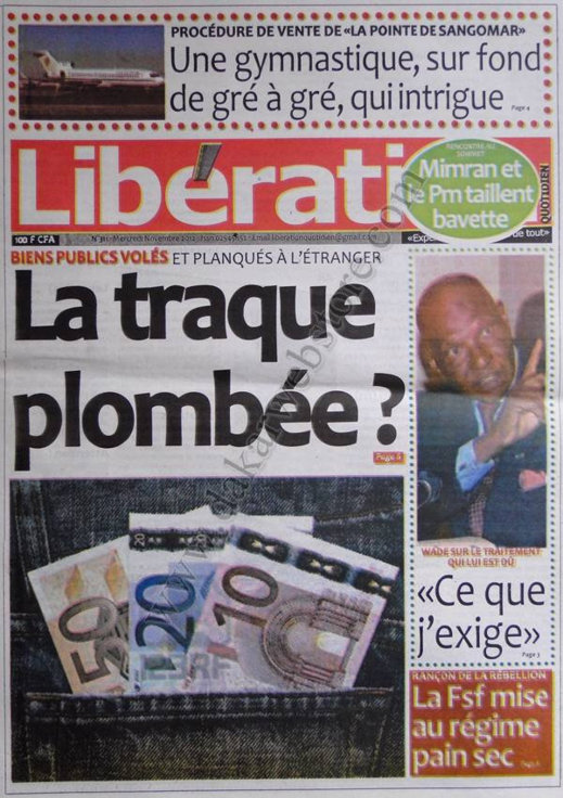 A la Une du Journal Libération du 07 Novembre