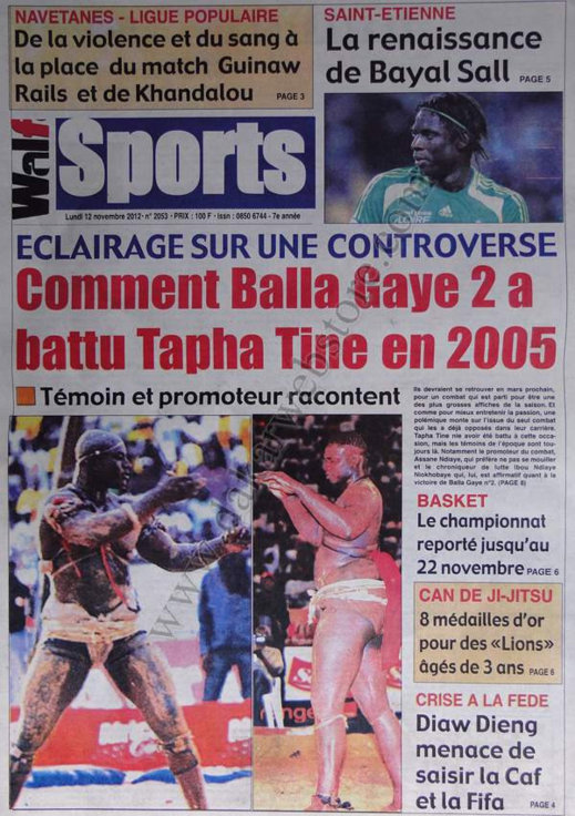 A la Une du Journal Walf Sports du 12 Novembre