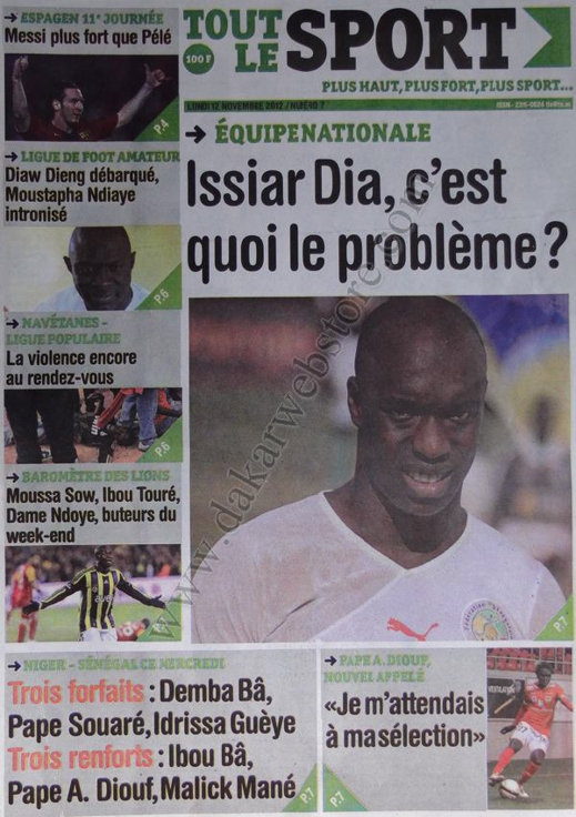 A la Une du Journal Tout le Sport du 12 Novembre