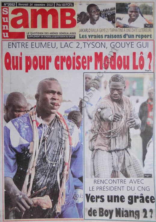 A la Une du Journal Sunu Lamb du 14 Novembre