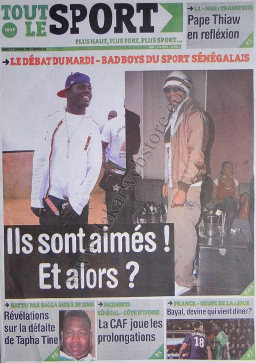 A la Une du Journal Tout Le Sport du 27 Novembre