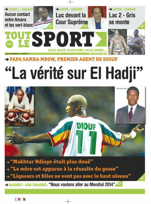 A la Une du Journal Tout Le Sport du 29 Novembre