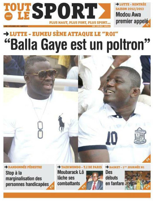 A la Une 1 du Journal Tout Le Sport du 03 Décembre 2012