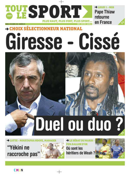 A la Une du Journal Tout Le Sport du Mardi 04 Décembre 2012