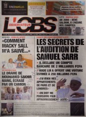 A la Une du Journal L'Observateur du Samedi 08 Décembre 2012