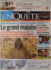 A la Une du Journal Enquête du mercredi 12 Décembre 2012