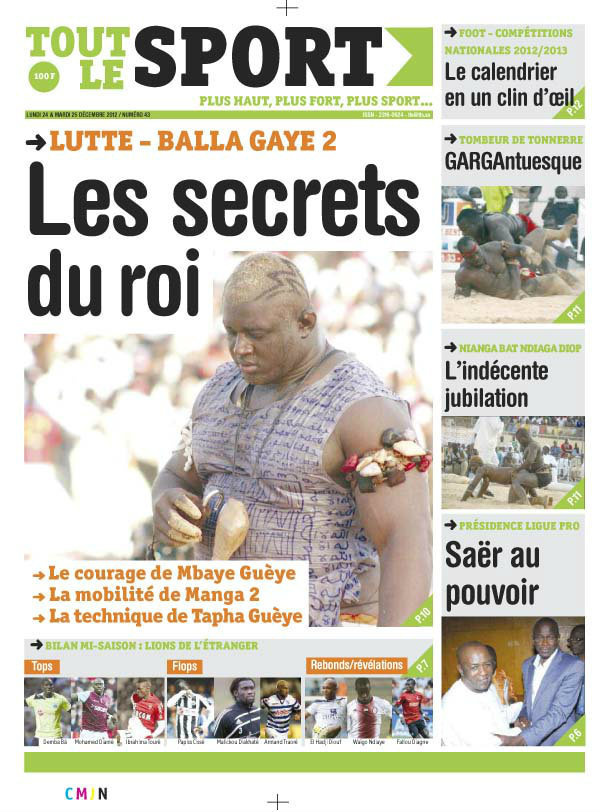 A la Une du Journal Toute Le Sport du lundi 24 Décembre 2012