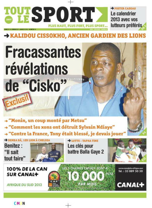 A la Une du Journal Tout Le sport du Samedi 05 janvier 2013