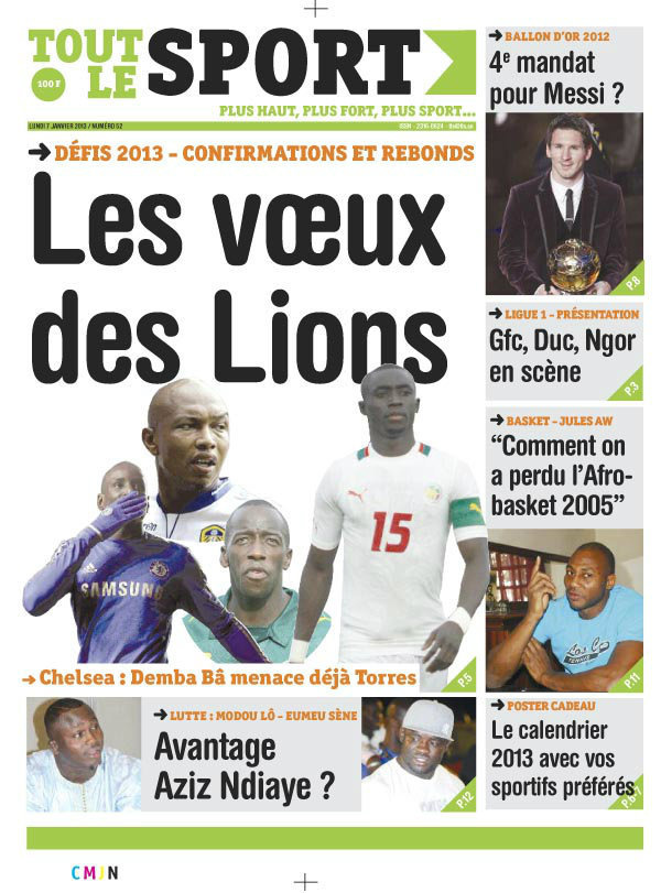 A la Une du Journal Tout Le Sport du Lundi 07 janvier 2013