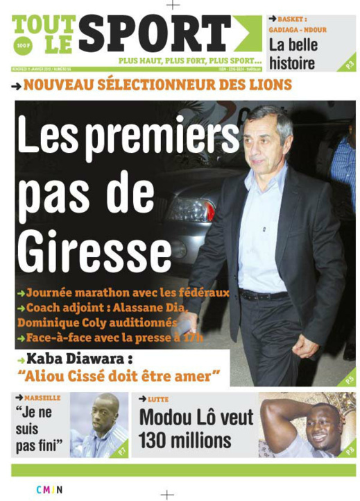 A la Une du Journal Tout Le sport du vendredi 11 janvier 2013