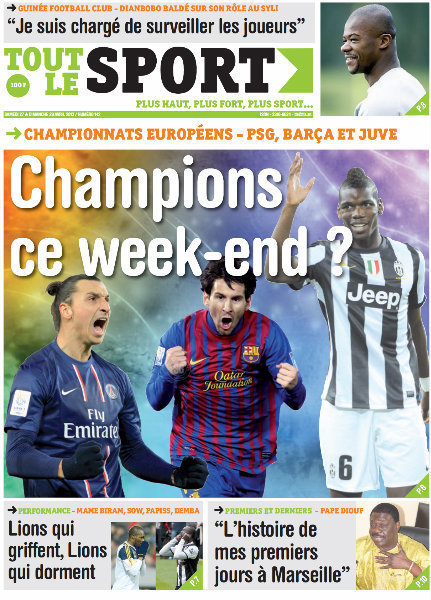 A la Une du Journal Tout Le Sport du samedi 27 Avril 2013