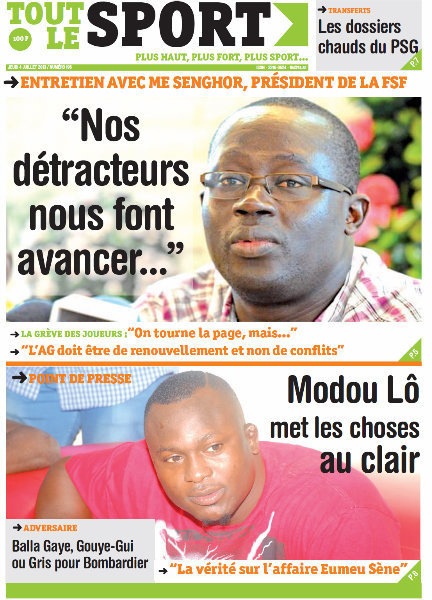 A la Une du Journal Tout Le Sport du jeudi 04 juillet 2013