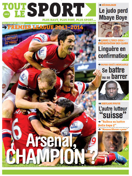 A la Une du Journal Tout Le Sport du mardi 03 Décembre 2013