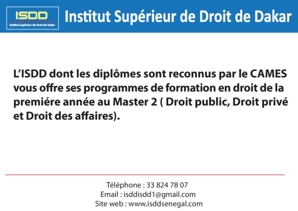 ISDD : Institut Supérieur de Droit de Dakar