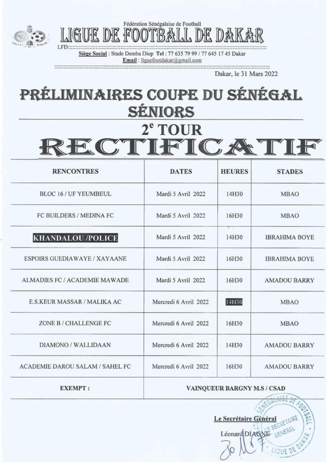 Tirage au sort préliminaires Coupe du Sénégal: le Casa Sports remet son titre en jeu, Khandalou vs Police en attarction