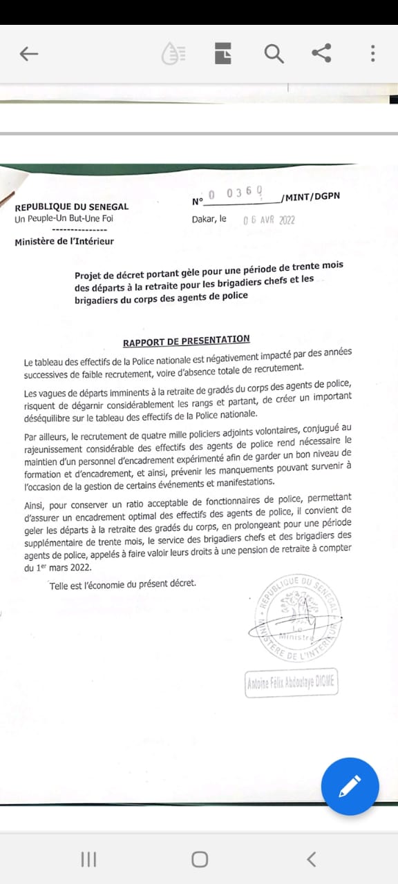 Police / Gel des départs à la retraite des Brigadiers Chefs : Pourquoi Macky Sall a pris une telle mesure ?