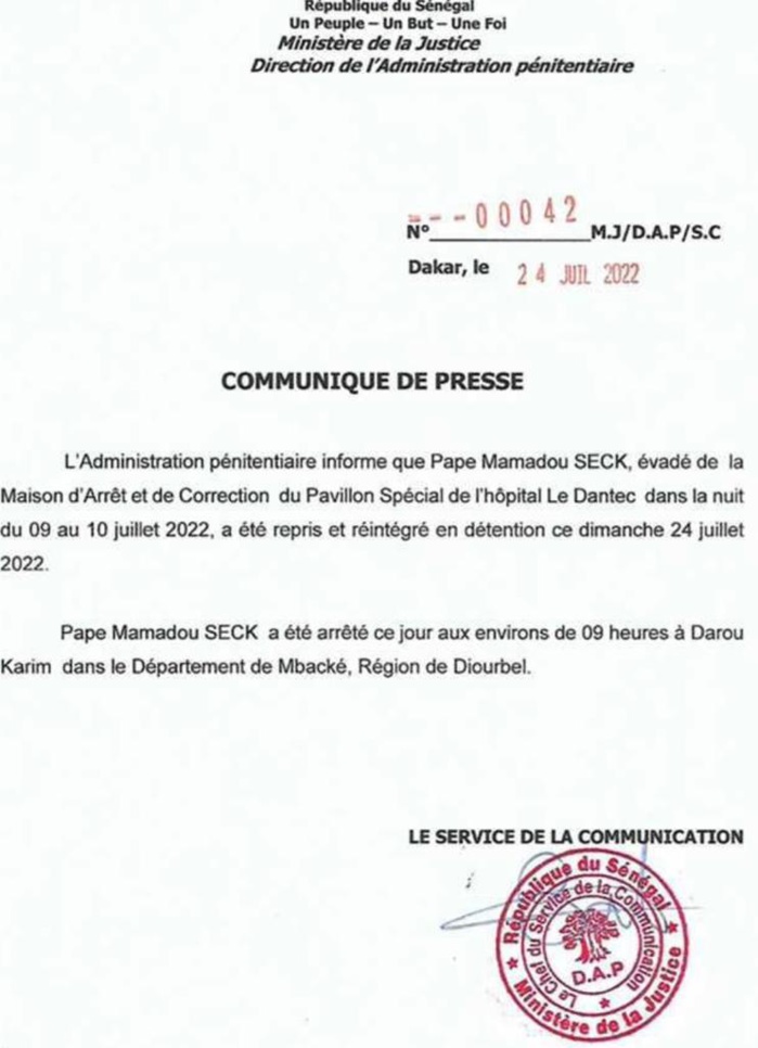 Mbacké : Pape Mamadou Seck arrêté à Daroul Karim et mis en détention (Document)