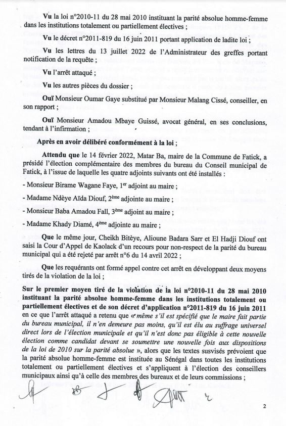 Fatick / Recours de Yaw : Le bureau du Conseil municipal invalidé