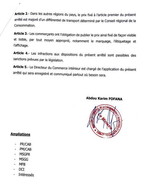 Baisse des prix: La mesure entre en vigueur ce samedi à 00h (Documents)