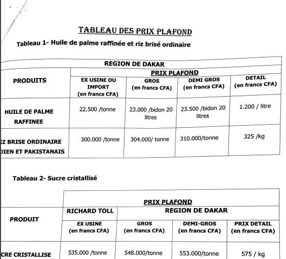 Baisse des prix: La mesure entre en vigueur ce samedi à 00h (Documents)