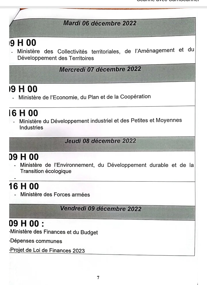 Marathon budgétaire : Le programme des plénières (Documents)