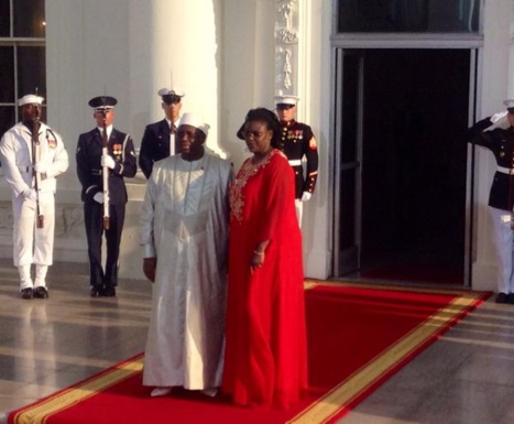 Macky Sall et son épouse sur le perron de la Maison Blanche