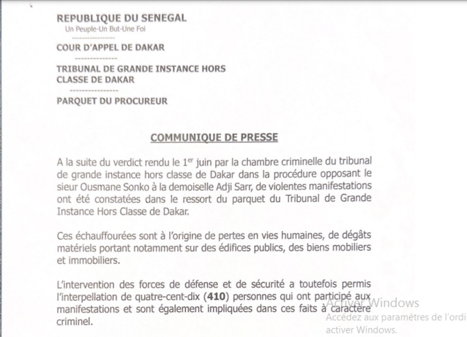 Poursuites de manifestants après les saccages : Le Procureur a requis l’ouverture d’informations judiciaires