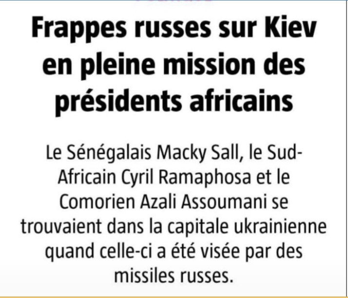 Frappes russes sur Kiev en pleine  mission des présidents africains