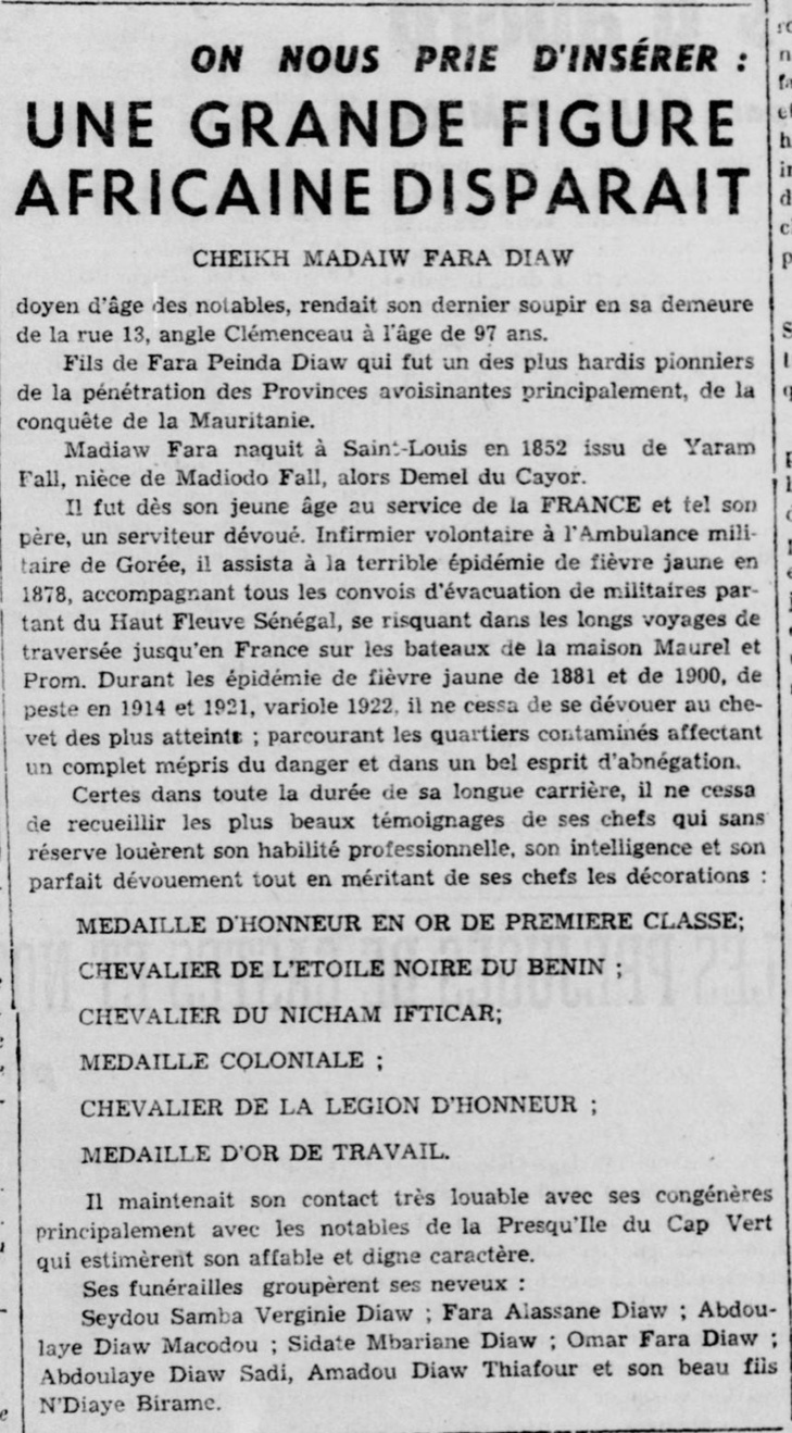 Lutte contre les pandémies: Madiaw Fara Diaw, grand précurseur et exemple d’abnégation