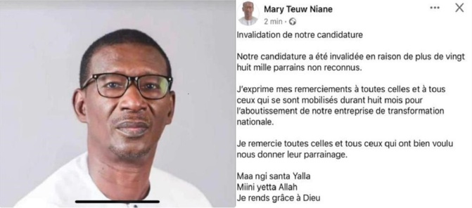 Sa candidature invalidée : les remerciements de Mary Teuw Niane sur X