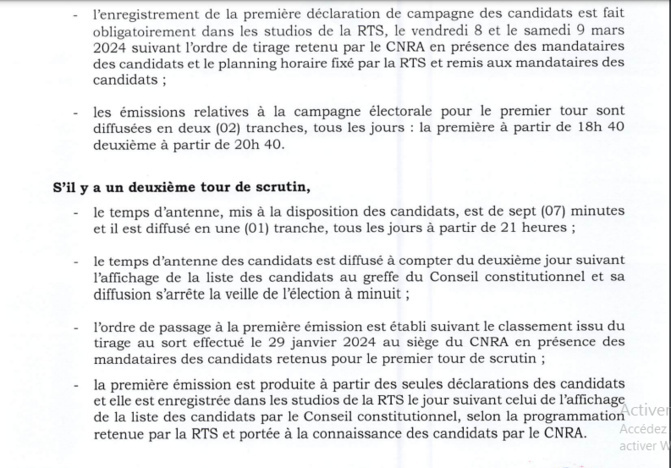 CNRA / Election présidentielle 2024: Communiqué relatif à la diffusion du temps d’antenne des candidats