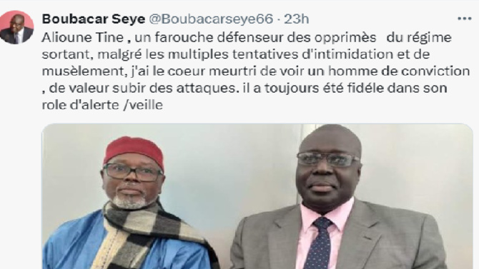 Attaques contre Alioune Tine: Boubacar Seye au regret de voir cet « homme de conviction, fidèle dans son rôle d'alerte et de veille ciblé