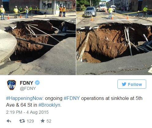 Un trou béant apparaît dans une rue de New York