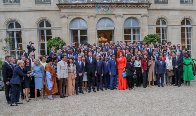 Bassirou Diomaye Faye et la Première dame accueillis par Emmanuel Macron, à l’Élysée; pour les JO de Paris 2024