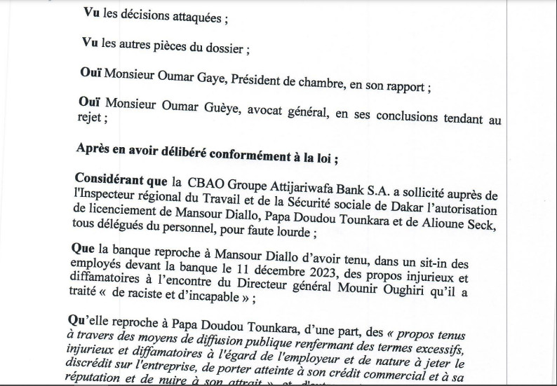 Demande de Réintégration des délégués licenciés de la Cbao Attijariwafa banq SA: La Cour suprême vient de casser la décision du ministre