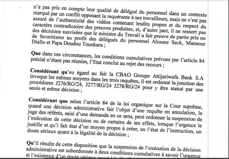 Demande de Réintégration des délégués licenciés de la Cbao Attijariwafa banq SA: La Cour suprême vient de casser la décision du ministre