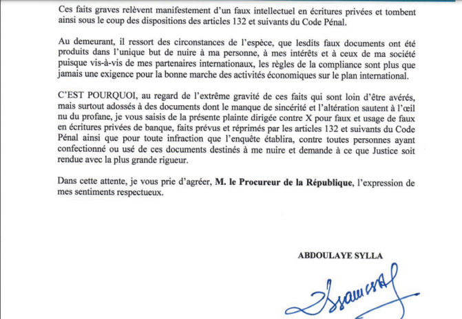 Accusé d’avoir déposé plus de 2 millions d’Euros au profit d’une société privée : Abdoulaye Sylla Ecotra porte plainte contre X, pour faux et usage de faux en écritures privées de banque