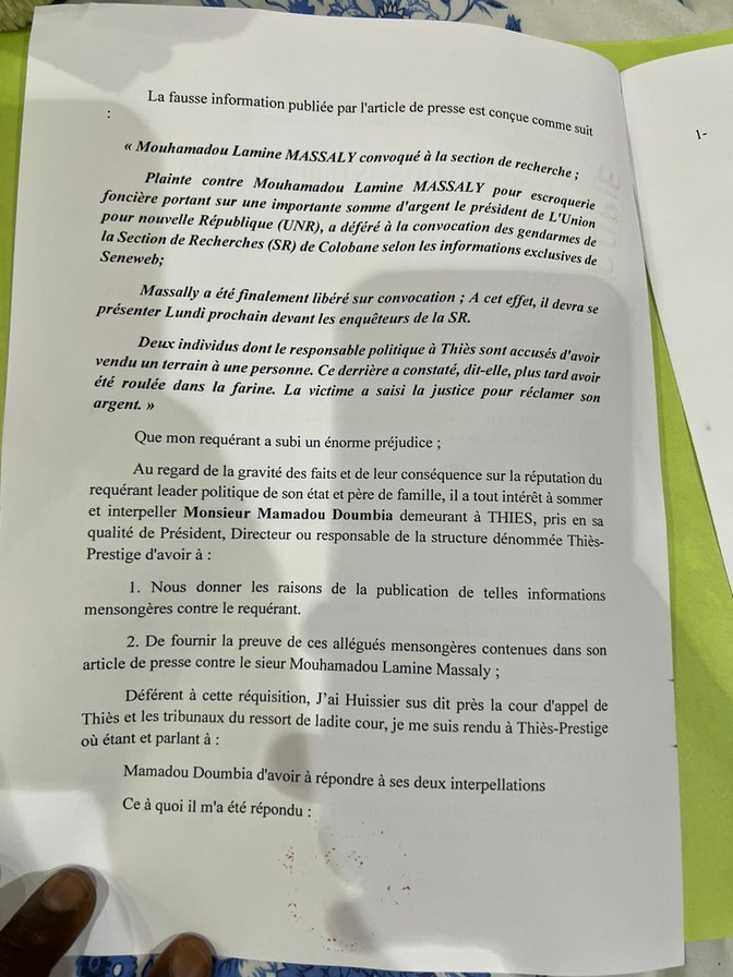 Diffamation: Mouhamadou Lamine Massaly a servi une sommation interpellative à plusieurs sites d’informations