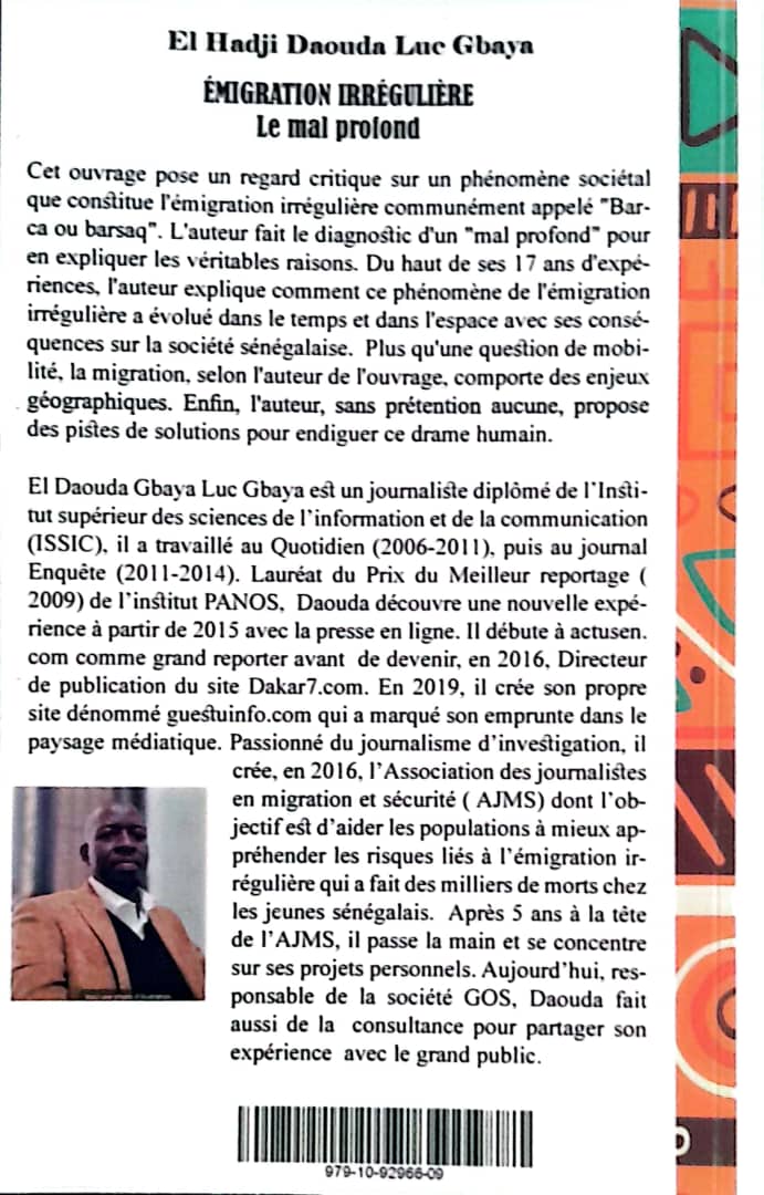 El Hadji Daouda Luc Gbaya, journaliste, publie son 1er ouvrage, intitulé, « Emigration irrégulière, le mal profond »