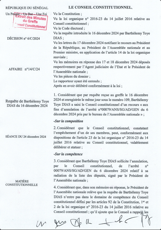 Radiation de Barthélémy Dias : Le Conseil constitutionnel se déclare incompétent