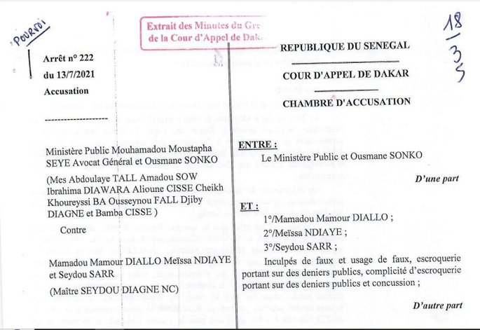 Tahirou Sarr et consorts sur l’affaire des 94 milliards de FCfa