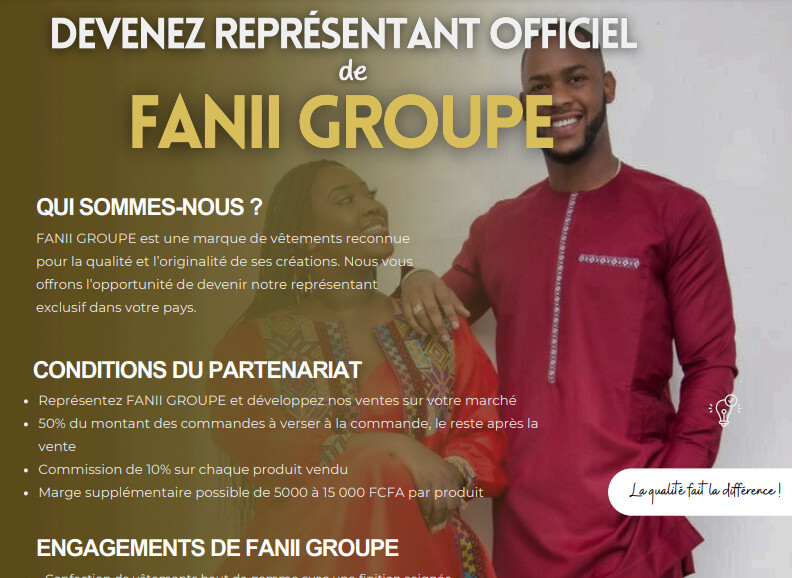 DEVENEZ REPRÉSENTANT OFFICIEL DE FANII GROUPE