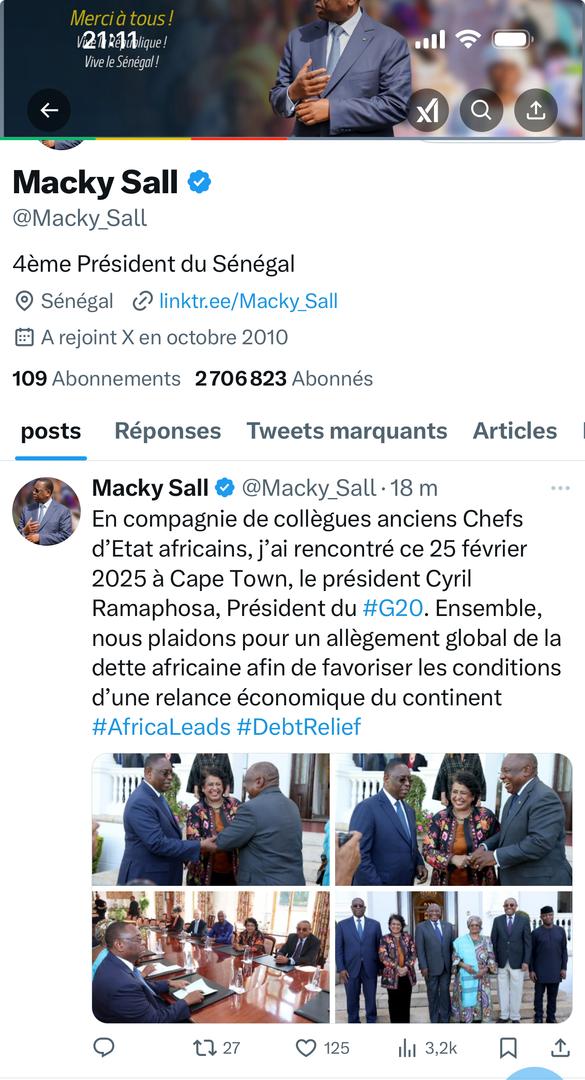 Cap Town : Macky Sall et d’anciens chefs d’Etat plaident l’allègement global de la dette africaine…