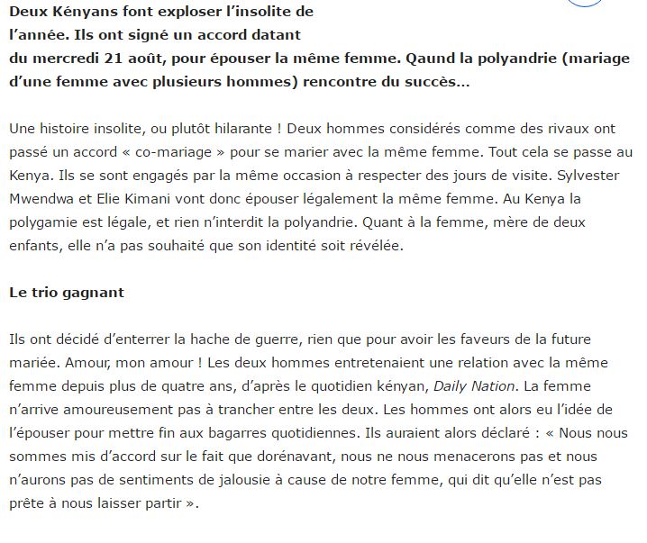 Kenya: Deux hommes ont signé un accord pour épouser la même femme