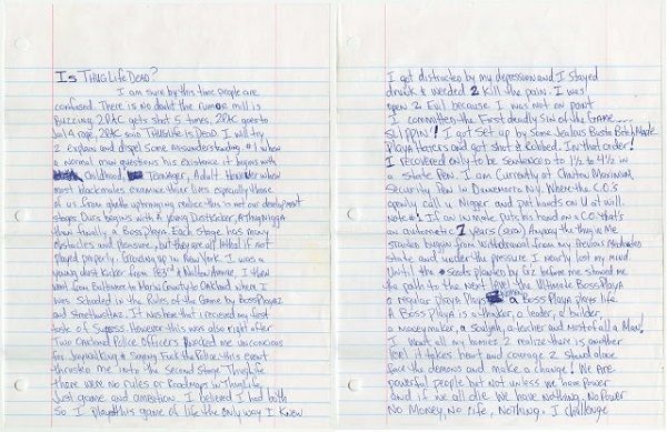 Une lettre écrite à la main de Tupac Shakur en prison vendue à plus de 170.000 $