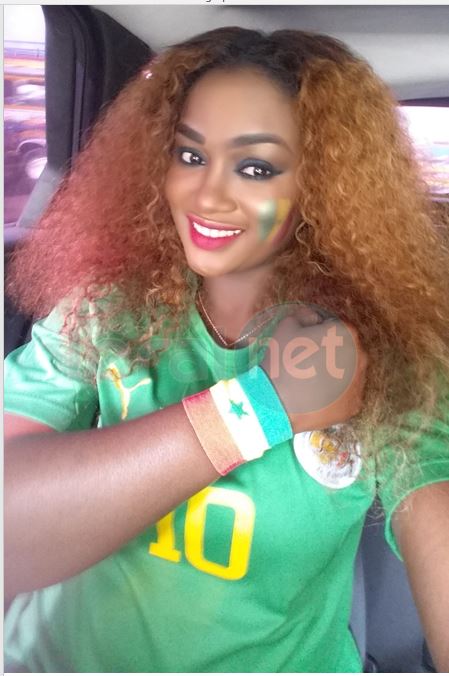 Photos- Adja Astou de la RTS2 aux couleurs nationales pour supporter les "Lions" de la Téranga !!!!