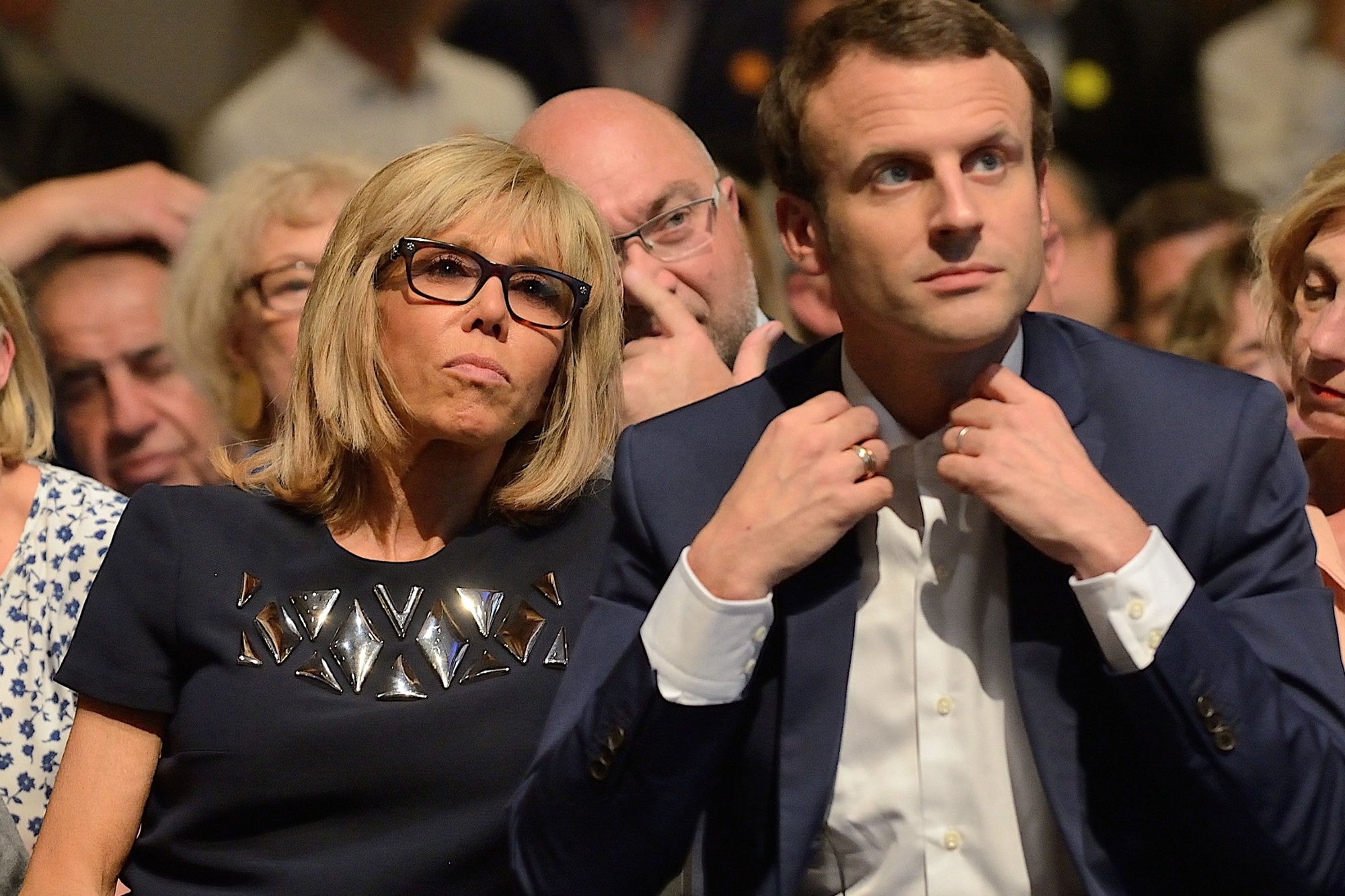 Emmanuel Macron et sa femme Brigitte.