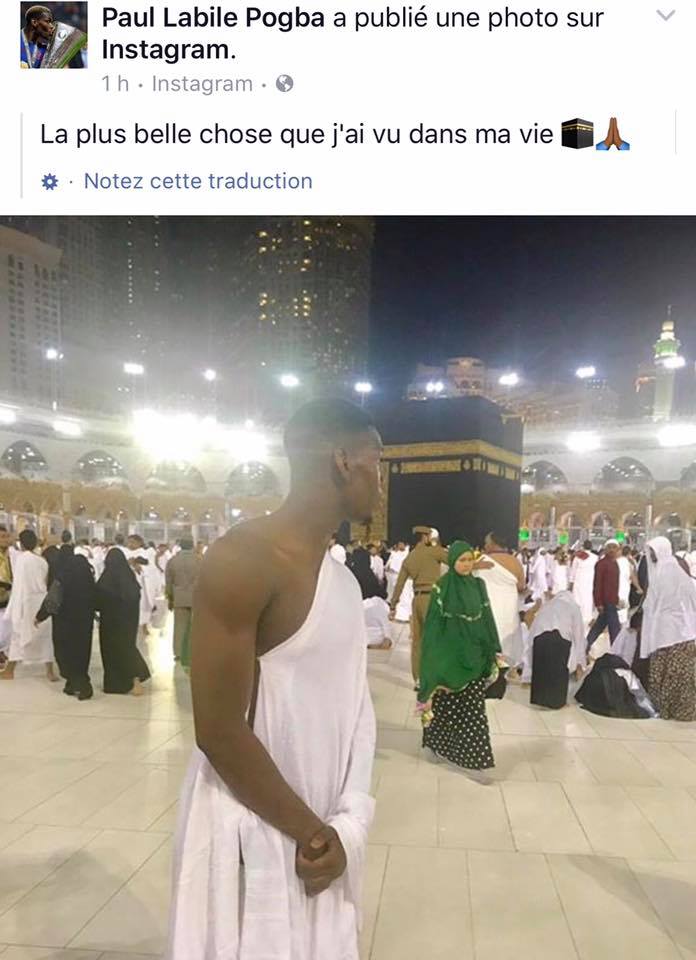 Paul Pogba, émerveillé par la Kaaba, le fait savoir sur Instagram